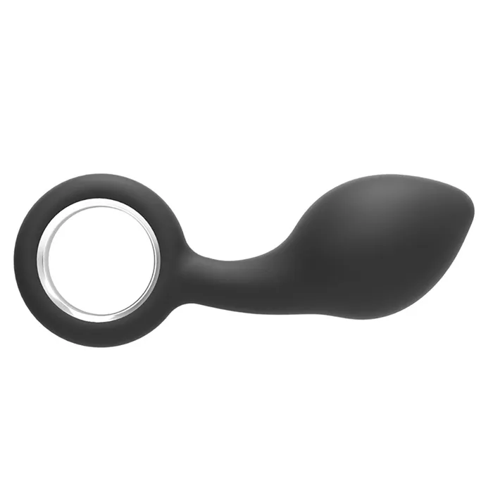 YOSPOSS Male Sex Toys Silicone Tapered Butt Plug with Safe Pull Ring Curved Shaft Anal Play