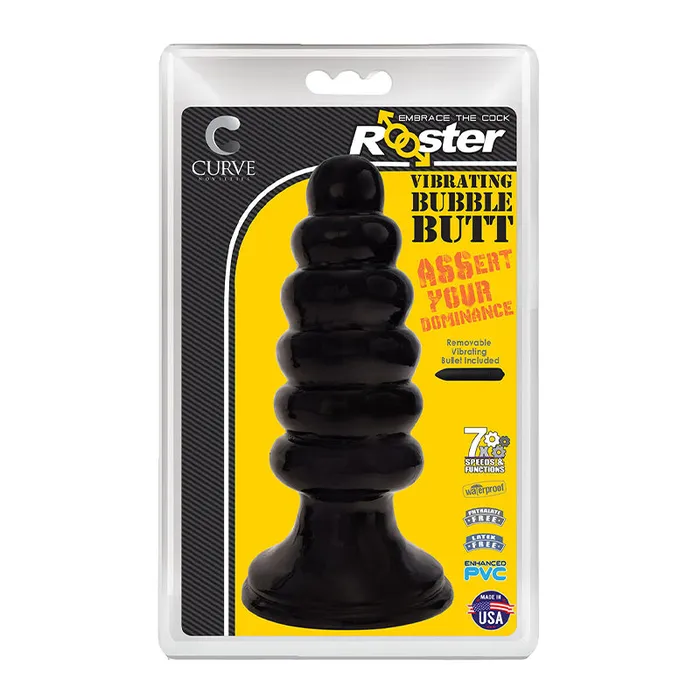 Anal Curve Toys Rooster Vibrating Bubble Butt Ribbed Anal Plug Black Curve Novelties Anal Curve Toys Rooster Vibrating Bubble Butt Ribbed Anal Plug Black Curve Novelties