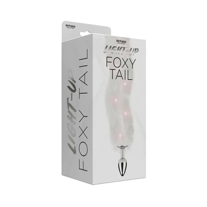 Anal Hott Products Unlimited Foxy Tail Light Up Faux Fur Butt Plug Wh