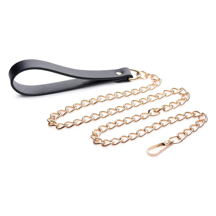 Anal Leashed Lover Black Gold Chain Leash Master Series