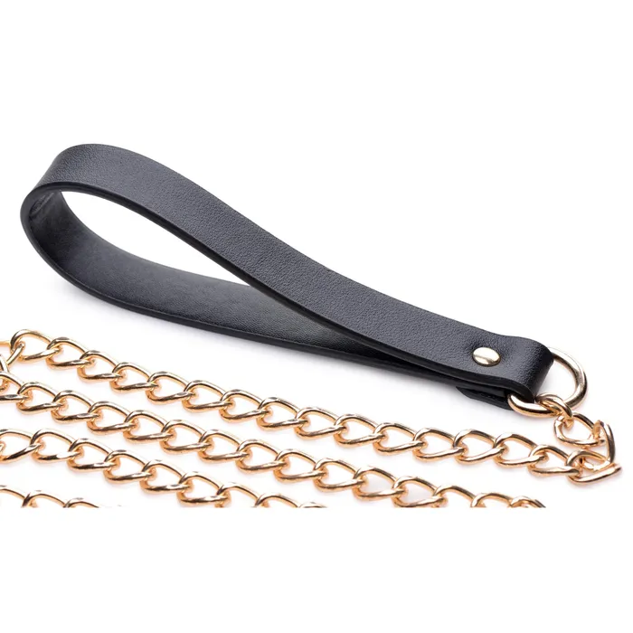 Anal Leashed Lover Black Gold Chain Leash Master Series