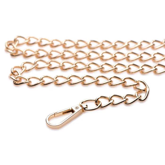 Anal Leashed Lover Black Gold Chain Leash Master Series