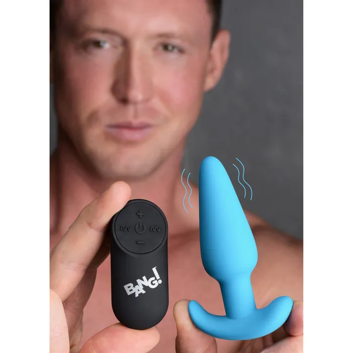 BANG Anal 21X Remote Control Vibrating Silicone Butt Plug Blue