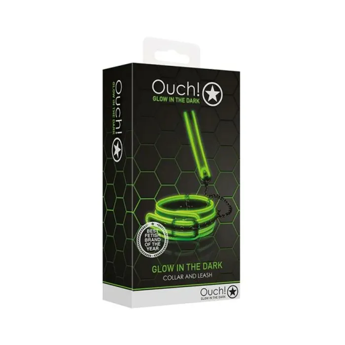 Dildos Ouch Glow Collar And Leash Glow In The Dark Green Shots America LLC