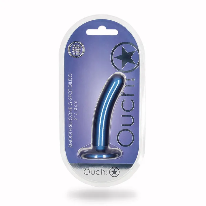 Dildos Shots America LLC Shots Ouch Smooth Silicone 5 in GSpot Dildo Metallic Blue Dildos Shots America LLC Shots Ouch Smooth Silicone 5 in GSpot Dildo Metallic Blue