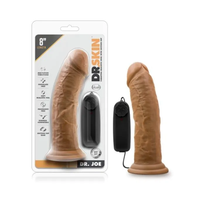 Dr Skin Dr Joe 8in Vibrating Cock With Suction Cup Blush Female Sex Toys