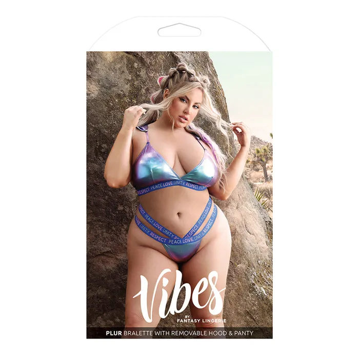 Fantasy Lingerie Female Sex Toys Fantasy Lingerie Vibes Plur Holographic Bralette with Removable Hood Panty Aqua Holo Queen Size Fantasy Lingerie Female Sex Toys Fantasy Lingerie Vibes Plur Holographic Bralette with Removable Hood Panty Aqua Holo Queen Size