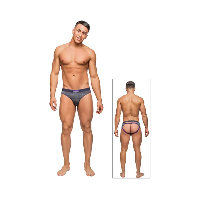 Male Power Male Sex Toys Male Power Heather Haze Cutout Thong Grey Lx