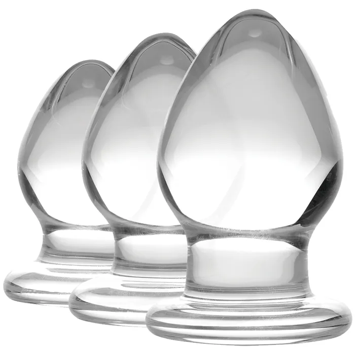 Male Sex Toys Triplets 3 Piece Glass Anal Plug Kit Prisms Erotic Glass
