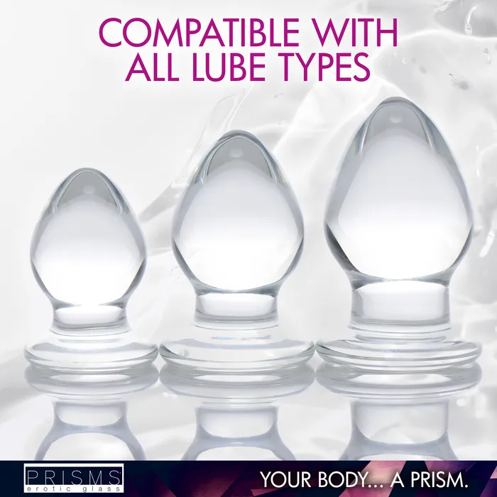 Male Sex Toys Triplets 3 Piece Glass Anal Plug Kit Prisms Erotic Glass