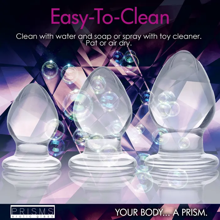 Male Sex Toys Triplets 3 Piece Glass Anal Plug Kit Prisms Erotic Glass