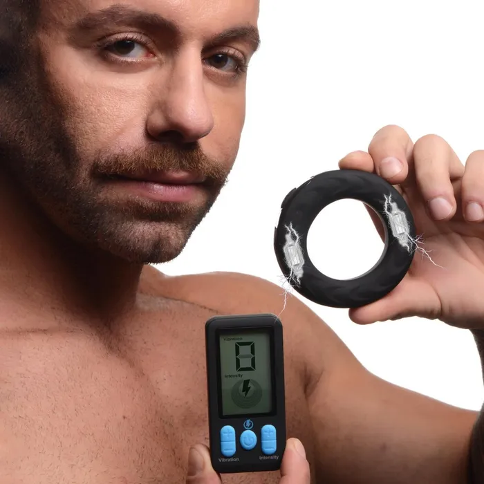 Male Sex Toys Zeus Electrosex Vibrating EStim Silicone Cock Ring w RC 50mm