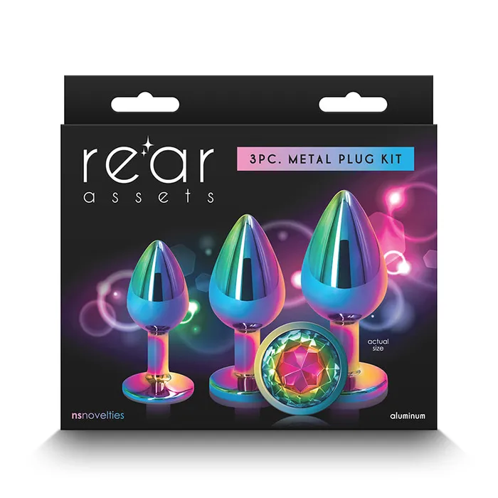 New Sensations Novelties Inc Anal Rear Assets 3Piece Metal Plug Kit MulticolorRainbow New Sensations Novelties Inc Anal Rear Assets 3Piece Metal Plug Kit MulticolorRainbow