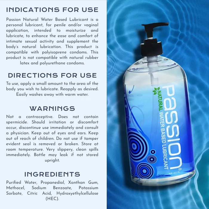 Passion Natural WaterBased Lubricant 16 oz Passion Lubricants Sexual Health Wellbeing