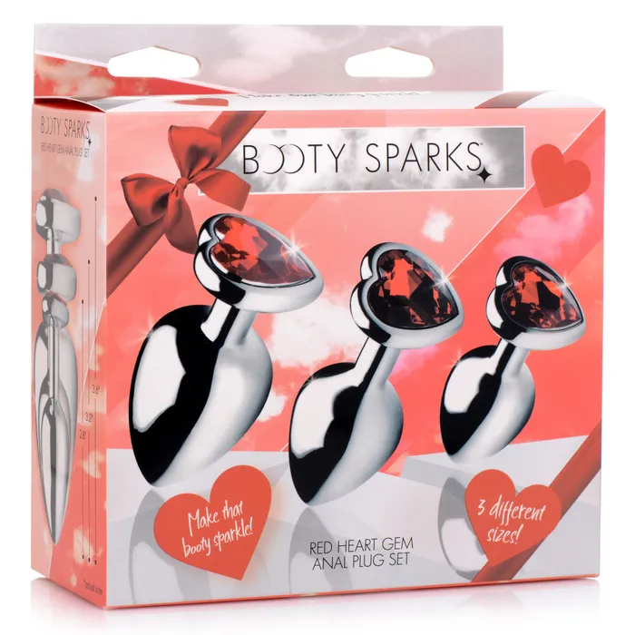 Red Heart Gem Anal Plug Set Booty Sparks Anal
