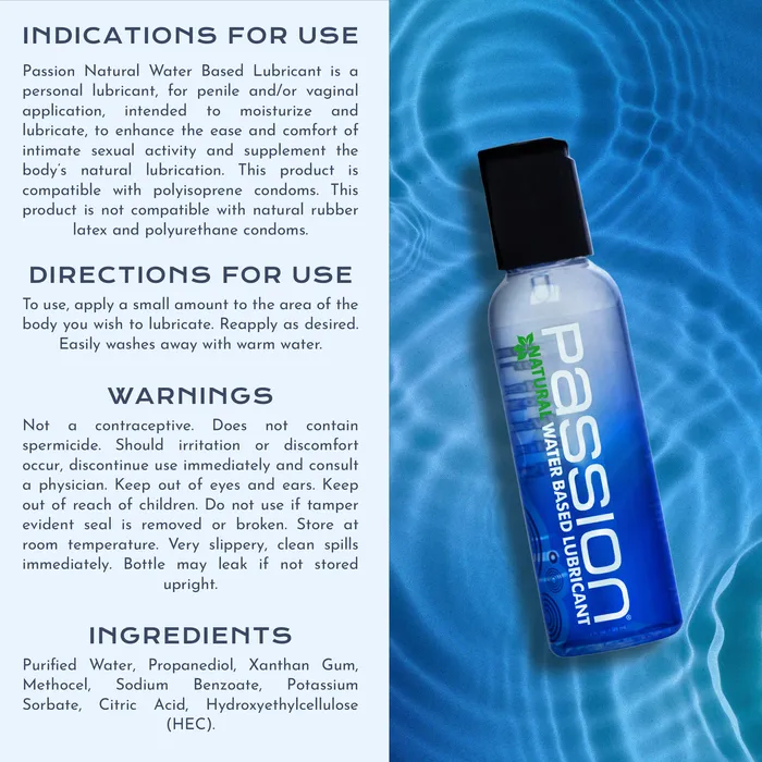 Sexual Health Wellbeing Passion Natural WaterBased Lubricant 2 oz Passion Lubricants