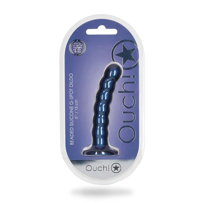 Shots Ouch Beaded Silicone 5 in GSpot Dildo Metallic Blue Shots America LLC Dildos Shots Ouch Beaded Silicone 5 in GSpot Dildo Metallic Blue Shots America LLC Dildos