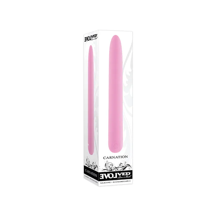 Vibrators Evolved Evolved Carnation Rechargeable Silicone Slimline Vibrator Pink Vibrators Evolved Evolved Carnation Rechargeable Silicone Slimline Vibrator Pink