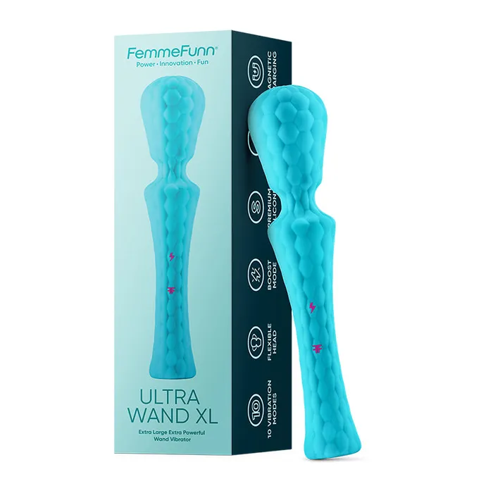 Vvole Female Sex Toys FemmeFunn Ultra Wand XL Rechargeable Flexible Textured Silicone Vibrator Turquoise Vvole Female Sex Toys FemmeFunn Ultra Wand XL Rechargeable Flexible Textured Silicone Vibrator Turquoise