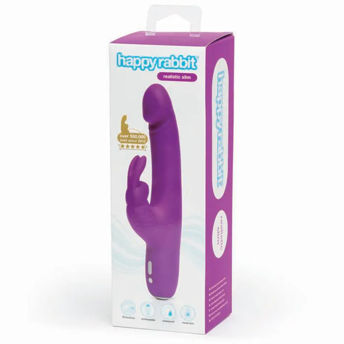 WeVibe Vibrators Happy Rabbit Realistic Slim Rechargeable Silicone Slimline Rabbit Vibrator Purple WeVibe Vibrators Happy Rabbit Realistic Slim Rechargeable Silicone Slimline Rabbit Vibrator Purple