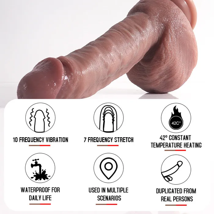 YoYoLemon Anal YoYoLemon Realistic Dildo 8 Inch Thrusting and Heating and Vibrating Suction Cup For Hand Free