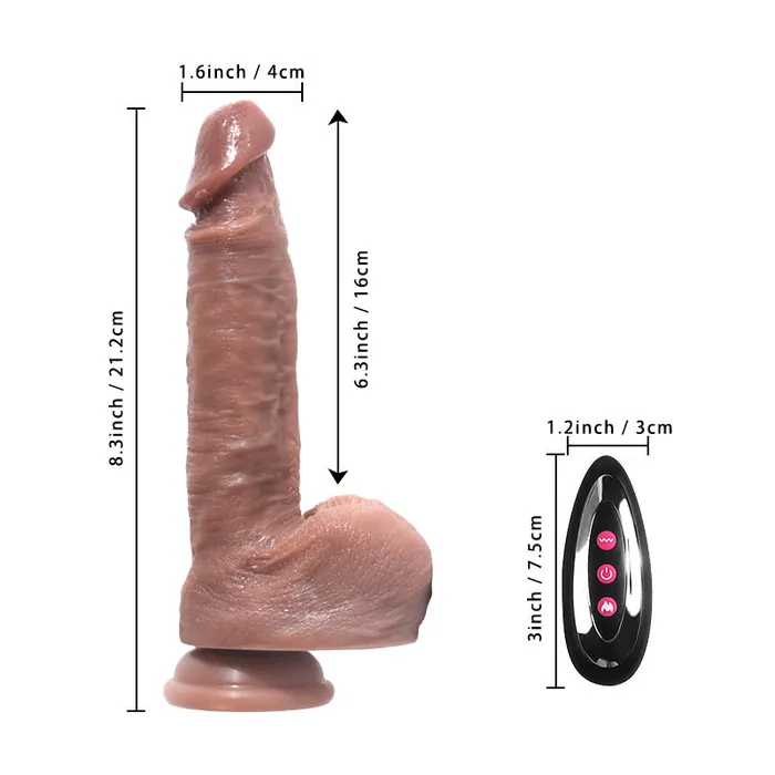 YoYoLemon Anal YoYoLemon Realistic Dildo 8 Inch Thrusting and Heating and Vibrating Suction Cup For Hand Free