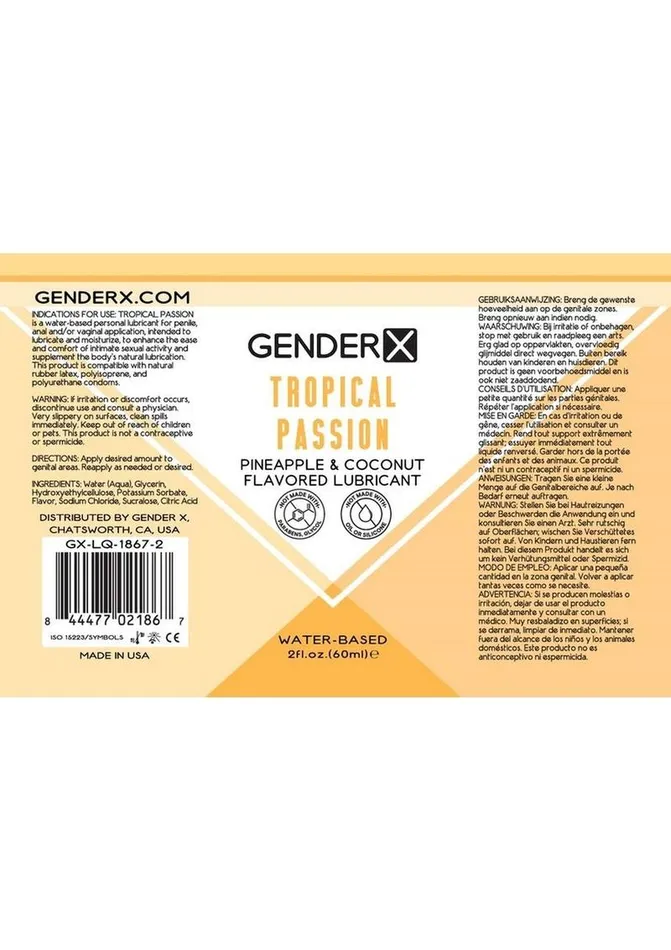 Anal Gender X Gender X Tropical Passion Water Based Flavored Lubricant