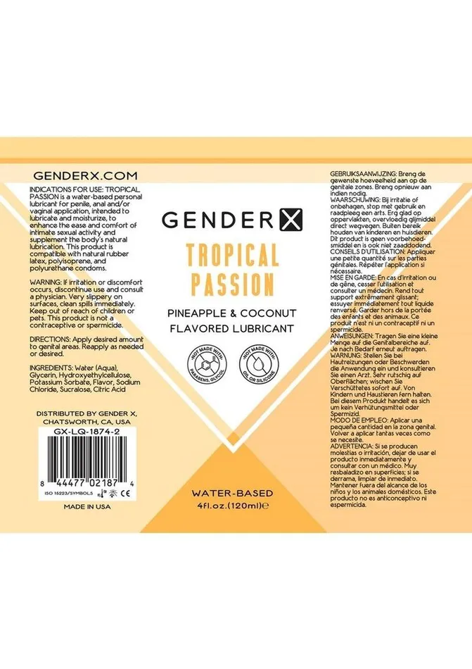 Anal Gender X Gender X Tropical Passion Water Based Flavored Lubricant