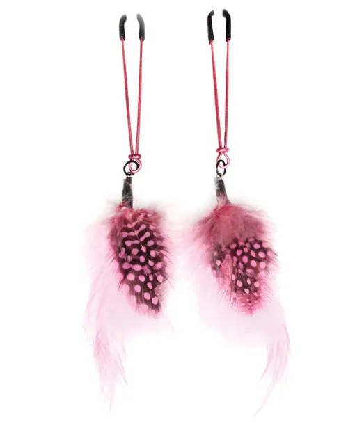 Bijoux de Nip Colored Feather wPink Tweezer Clamp Open Desires Vibrators