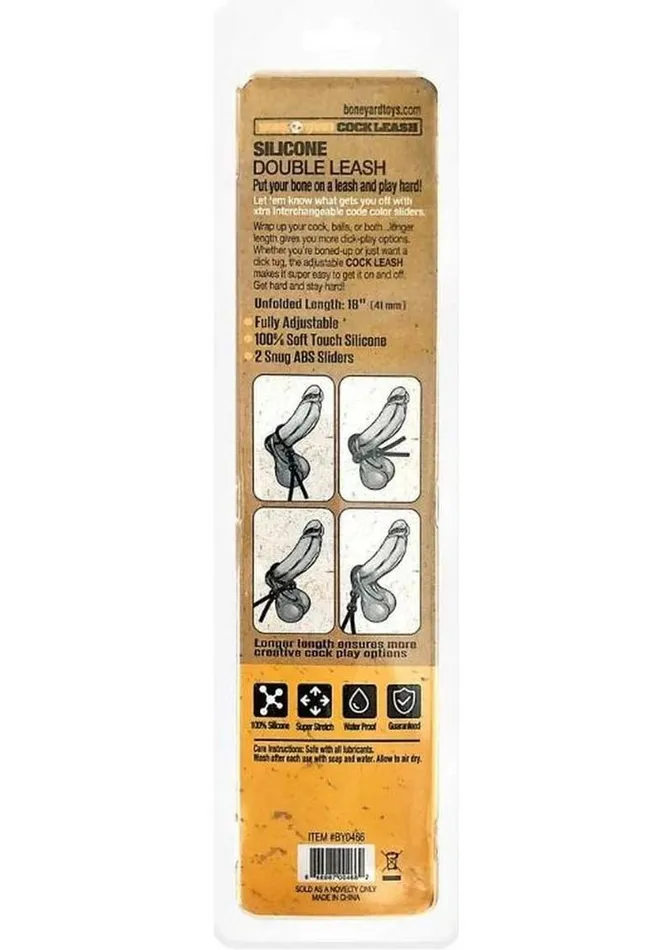 Boneyard Double Slide Cock Leash 3x Stretch Silicone Boneyard Dildos