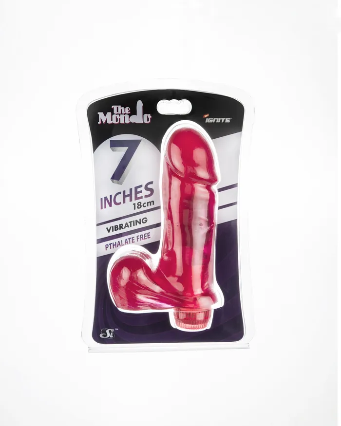 Dildos Si30022 7in THICK COCK WBALLS VIBRATIONRED SI Novelties