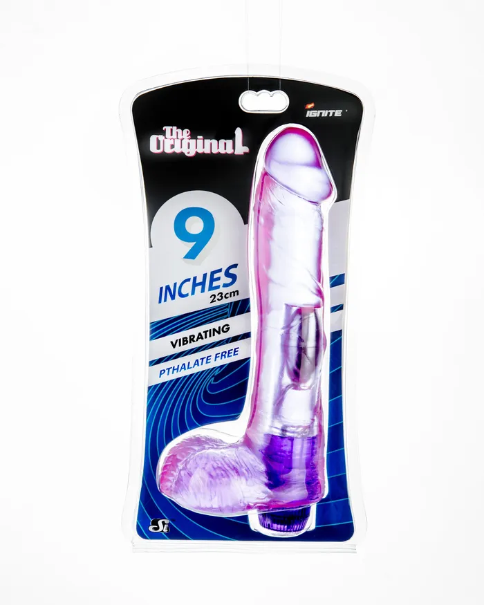 Dildos SI Novelties Si20624 9in COCK WBALLS WVIBRATIONPURPLE