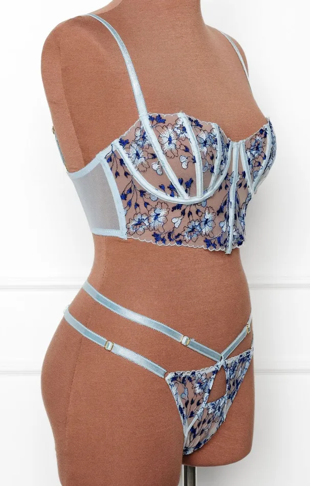 Embroidered Strappy Thong Mentionables Male Sex Toys