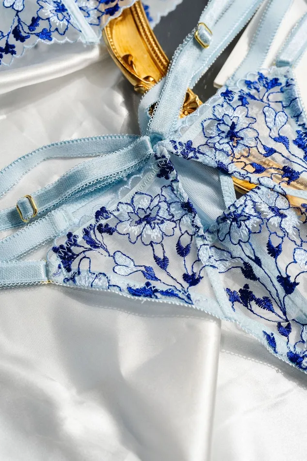 Embroidered Strappy Thong Mentionables Male Sex Toys