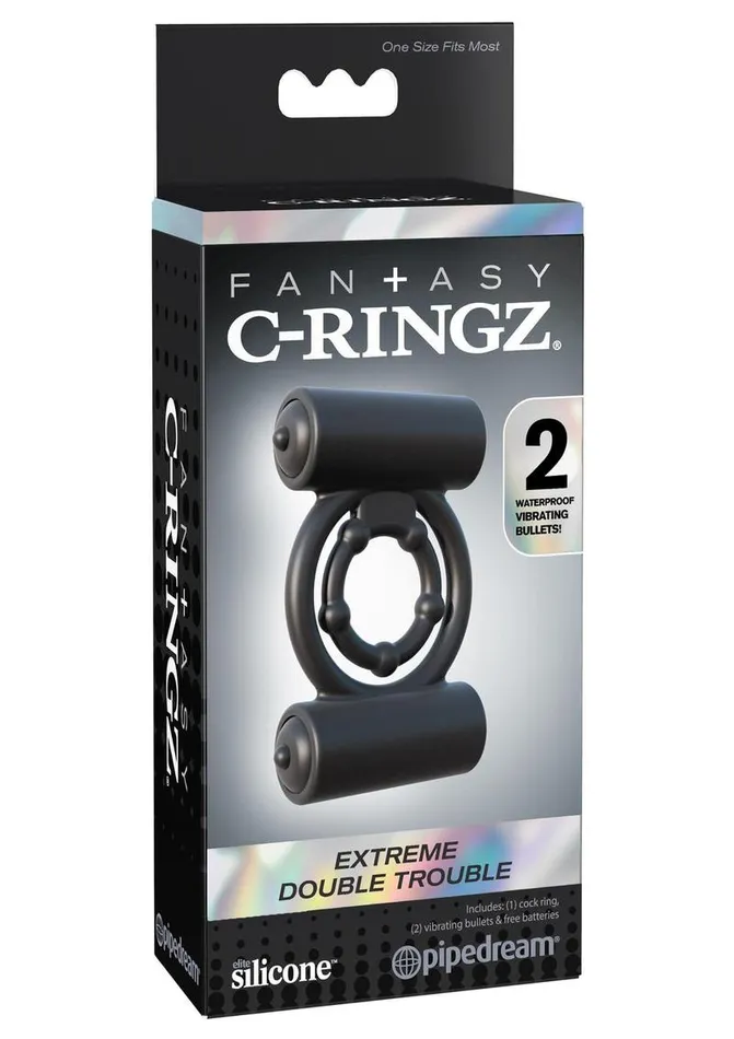 Fantasy CRingz Male Sex Toys Fantasy CRingz Silicone Extreme Double Trouble Cock Ring with Bullets Fantasy CRingz Male Sex Toys Fantasy CRingz Silicone Extreme Double Trouble Cock Ring with Bullets