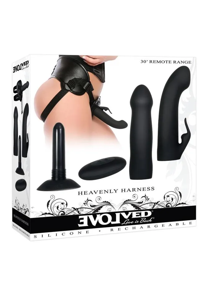 Female Sex Toys Evolved Heavenly Harness Kit Rechargeable Silicone Vibrator with Remote Control