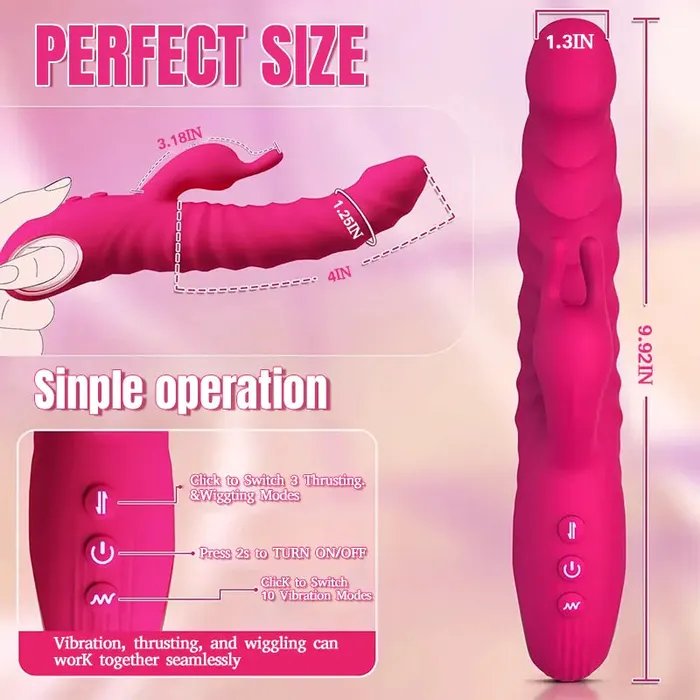 Female Sex Toys Inyarose 3in1 Thrusting Rabbit Vibrator with Clitoral and GSpot Stimulation