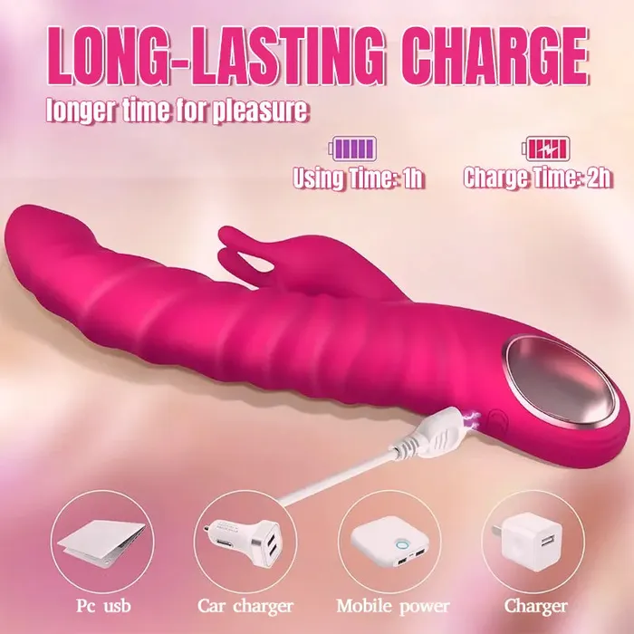 Female Sex Toys Inyarose 3in1 Thrusting Rabbit Vibrator with Clitoral and GSpot Stimulation