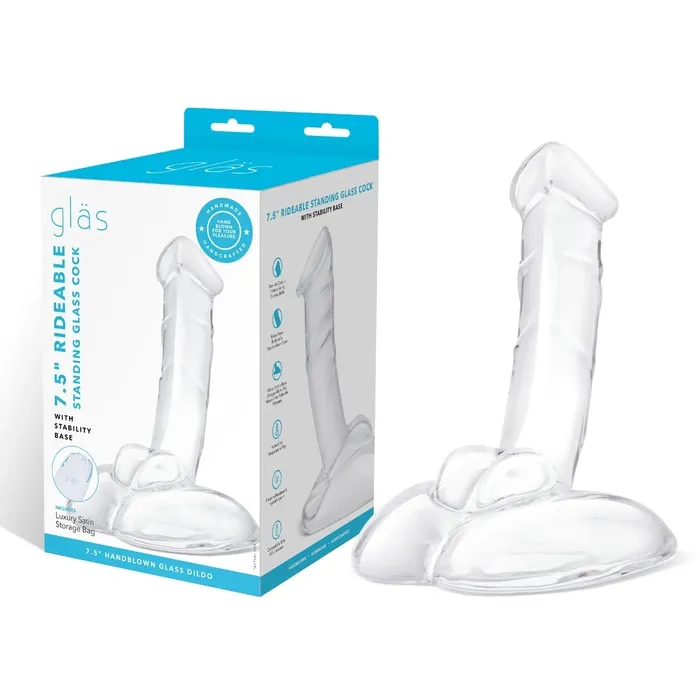 Glas Dildos Glas Rideable Standing Cock Glass Dildo With Stability Base Clear 75 Inch