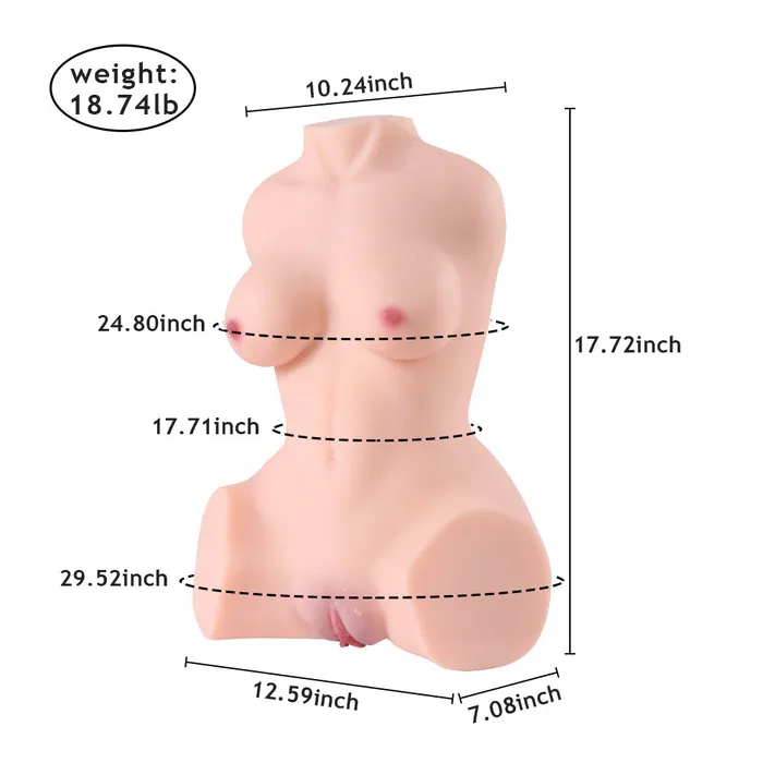 Male Sex Toys Earlypeach Half Body Torso Sex Doll with Big Breasts 1874lb Lily