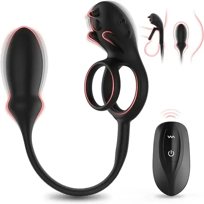 Male Sex Toys Inyarose 3in1 Vibrating Cock Ring Anal Plug