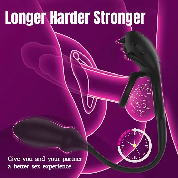 Male Sex Toys Inyarose 3in1 Vibrating Cock Ring Anal Plug