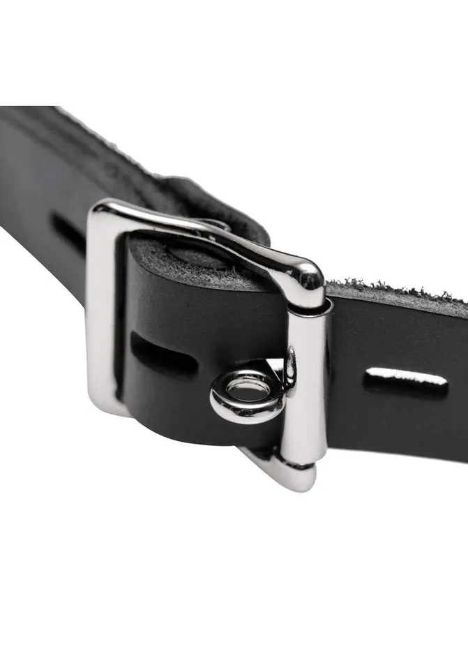 Male Sex Toys Master Series Master Series Leather Locking Open Mouth Gag
