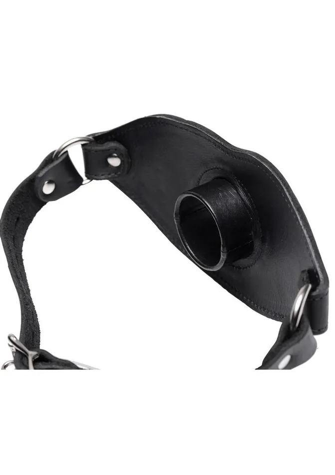 Male Sex Toys Master Series Master Series Leather Locking Open Mouth Gag