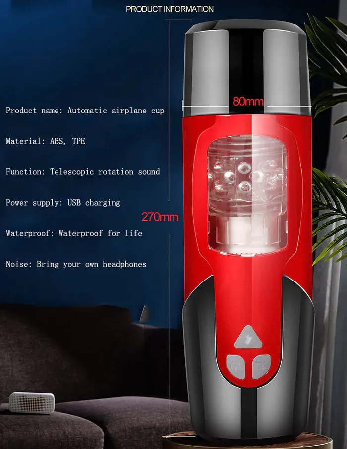 Male Sex Toys mysite Free telescopic male masturbation cup that rotates into a vaginal vibrator