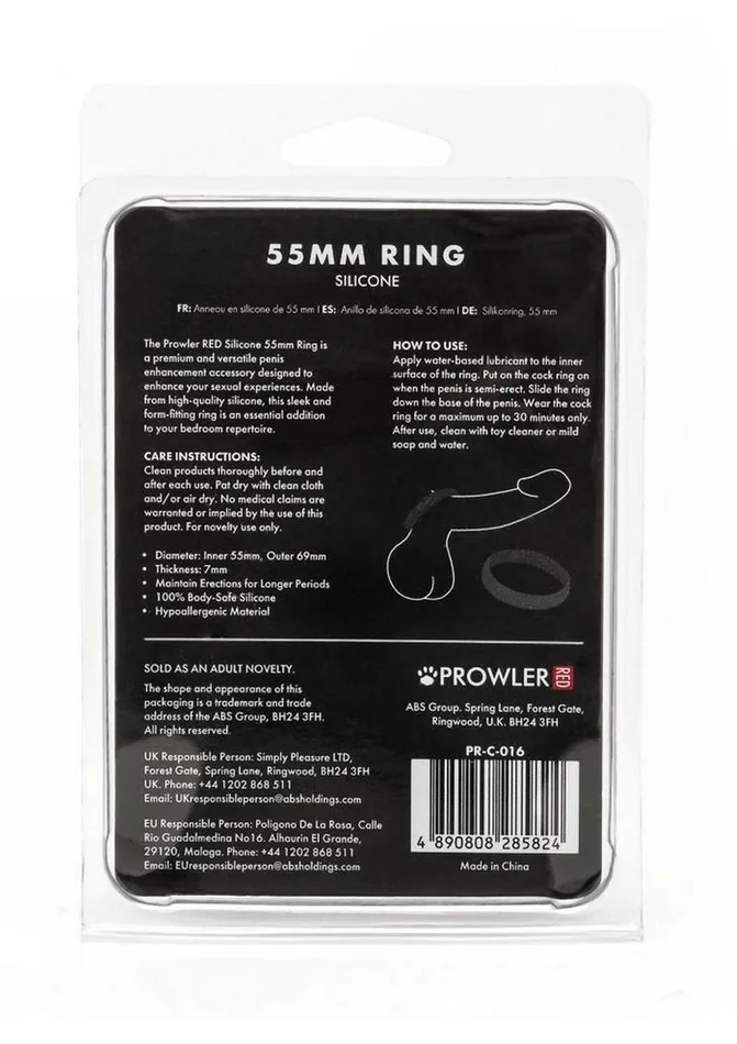 Male Sex Toys Prowler Red Silicone 55mm Cock Ring Prowler RED