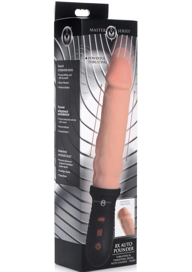 Master Series Female Sex Toys Master Series 8x Auto Pounder Rechargeable Silicone Vibrating and Thrusting Dildo with Handle