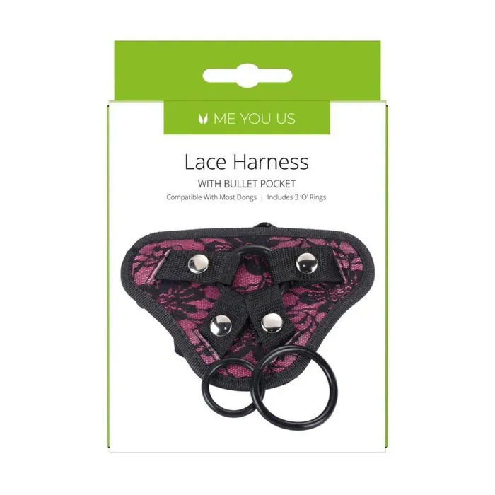 Me You Us Lace Adjustable Harness With Bullet Pocket Pink Me You Us Female Sex Toys