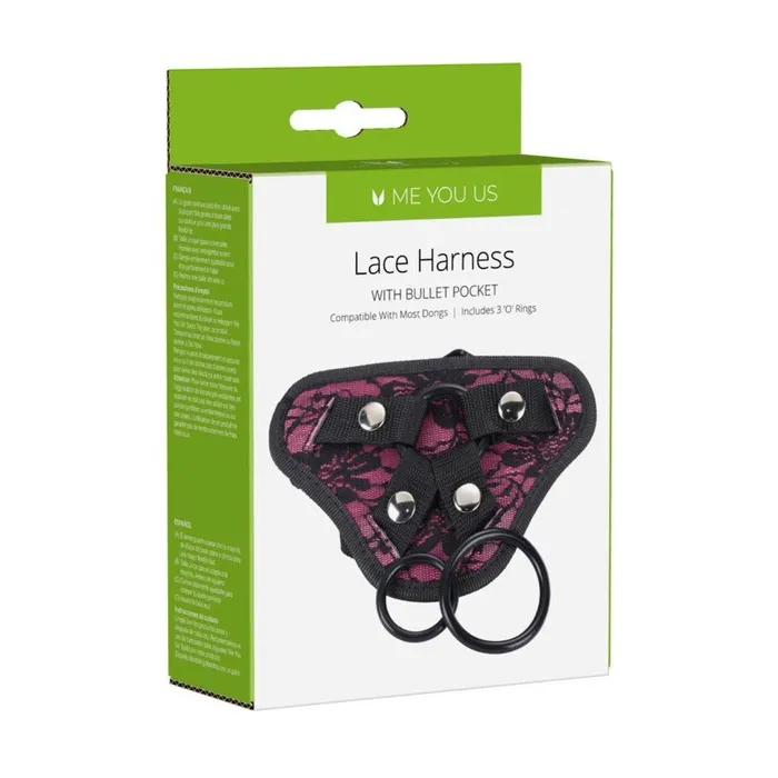 Me You Us Lace Adjustable Harness With Bullet Pocket Pink Me You Us Female Sex Toys