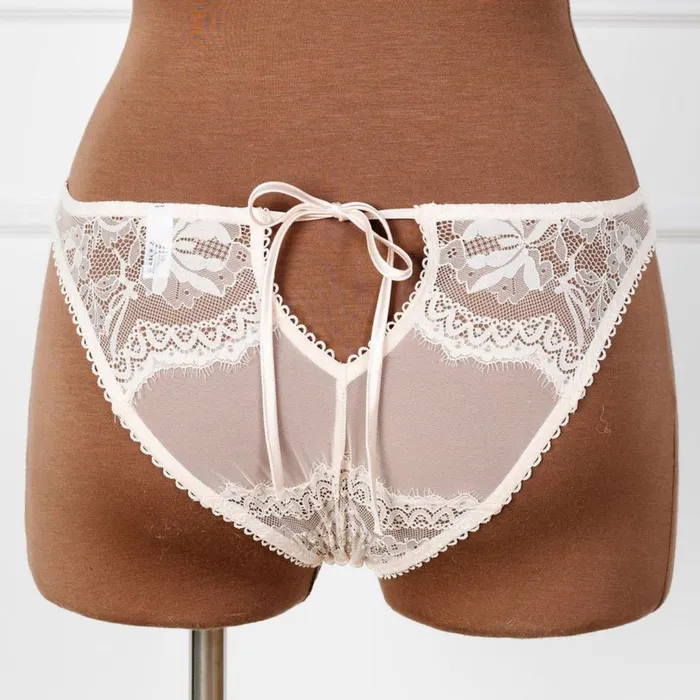 Mentionables Female Sex Toys Lace Mesh Button Panty Champagne